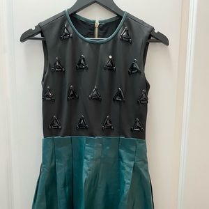 Green leather dress